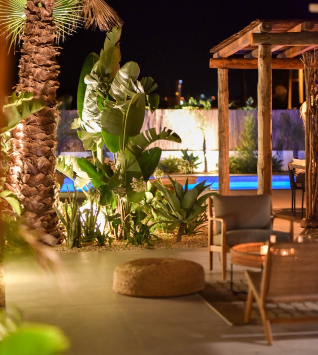 can Ramon sale house modern Ibiza night garden .JPG